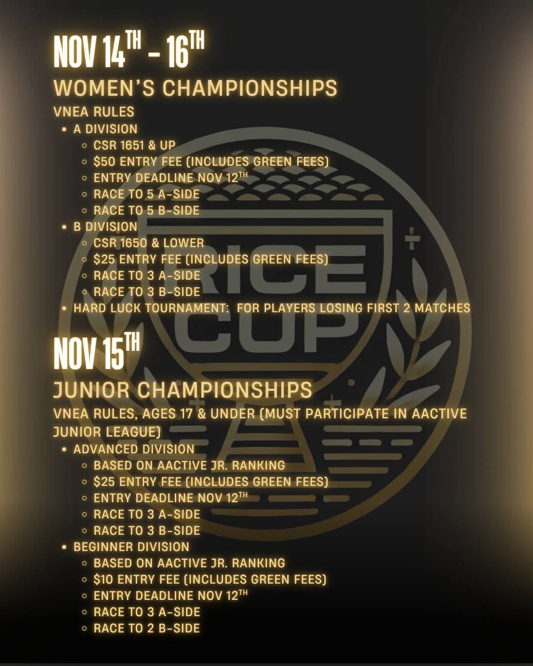 Rice Cup Championships 2025 Poster